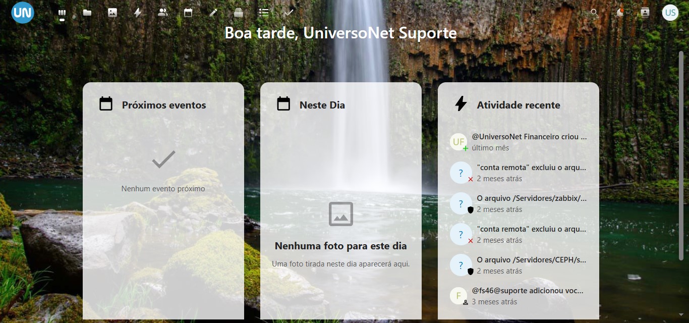 Tela inicial do painel File Server