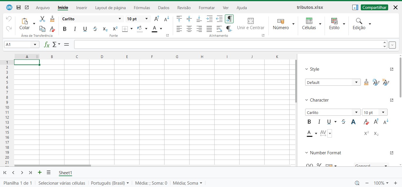 Editor de documentos - PLANILHA